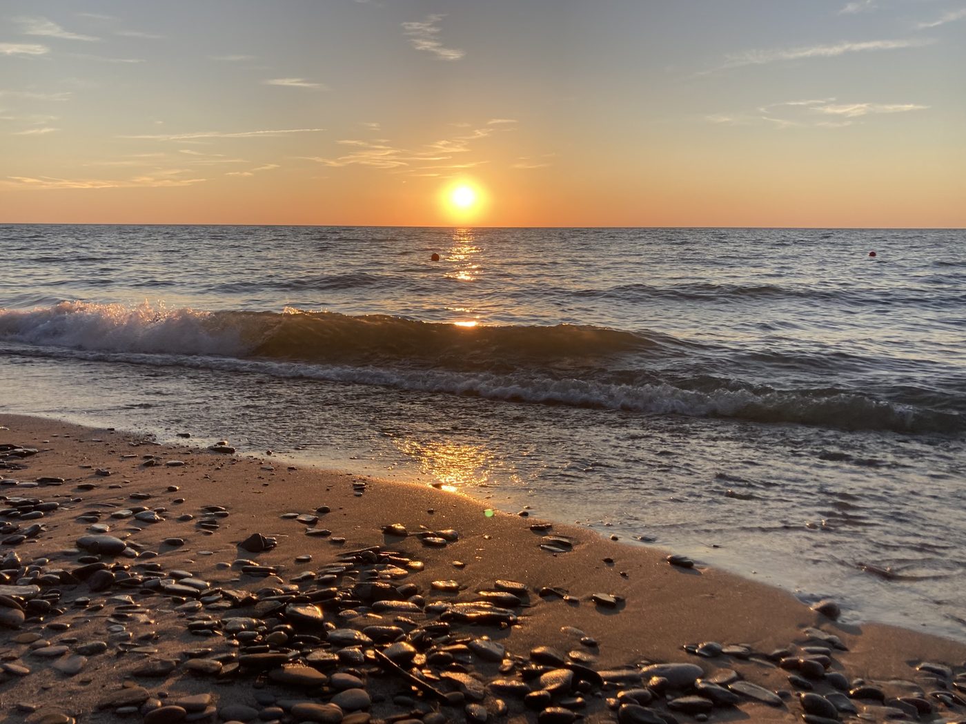 Sunset over the lake from the beach