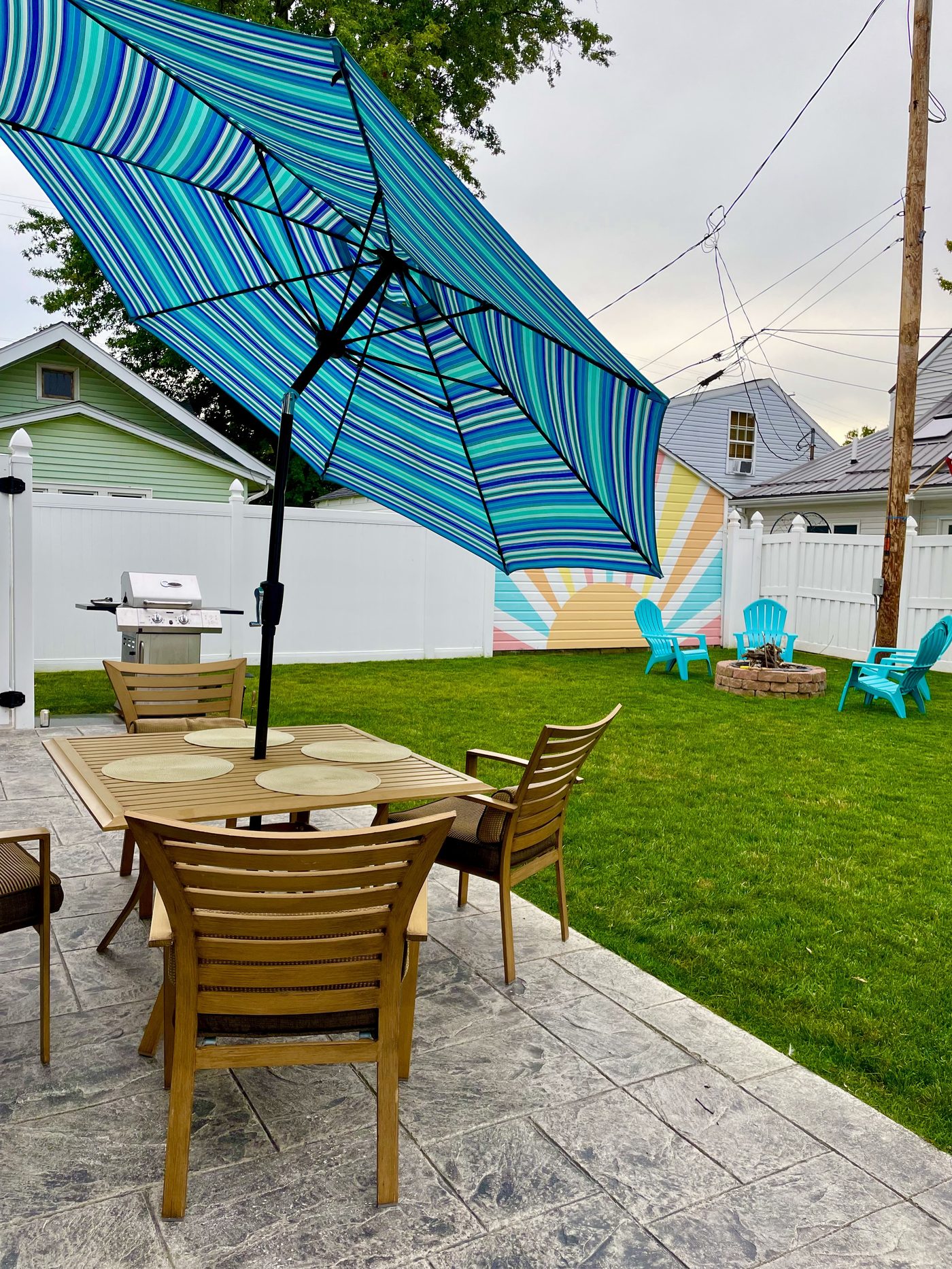Patio dining table with umbrella
